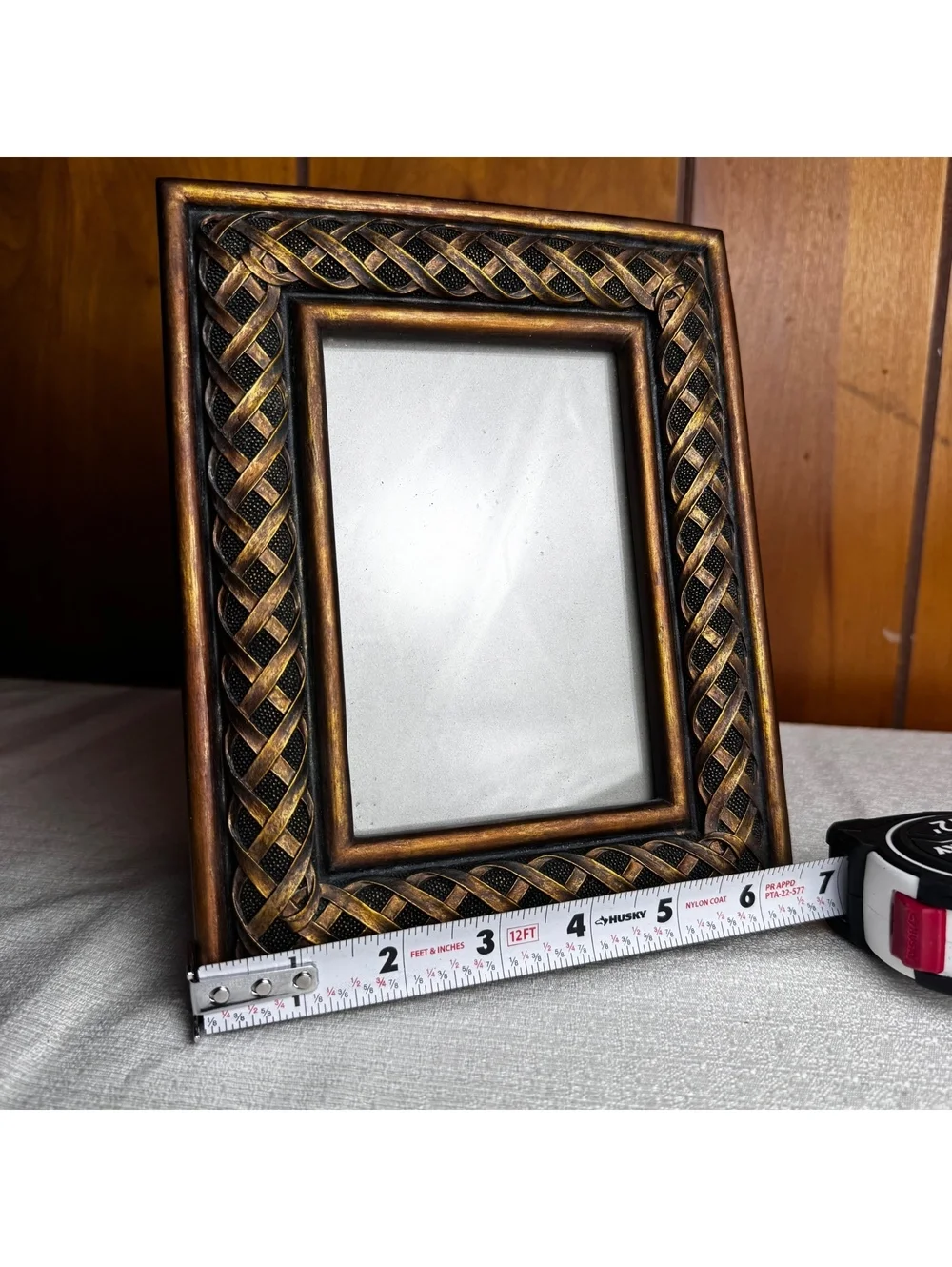Vintage Bronze Black Braided Picture Frame Holds 4x6 Photo Tabletop Decor